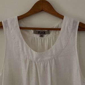 Flax white linen summer dress, size p